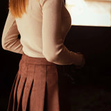 MIRANDA BROWN SUEDE PLISSE SKIRT