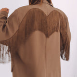 JOLENE TAUPE FRINGE BLAZER