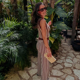 PRE-ORDER ELION BROWN/BEIGE STRIPED TWO-PIECE SET