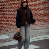 NASHVILLE BROWN/DARK BLUE CHECKERED SLEEVELESS JACKET