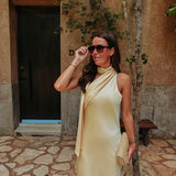 SABINAS YELLOW SATIN DRESS