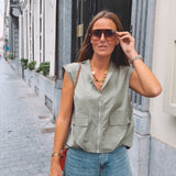 WYNONNA KHAKI SLEEVELESS JACKET