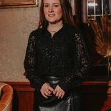 COZY & BRIGHT BLACK FLOWER BLOUSE