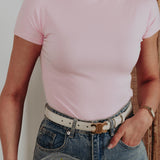 LUNA LIGHT PINK SHORTSLEEVE TURTLENECK TOP