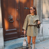 YSOLDE KHAKI STRIPED BLOUSE