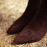 NADINE BROWN SUEDE CAT HEEL BOOTS
