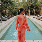 NOCHE ORANGE/PINK CROCHET PANTS