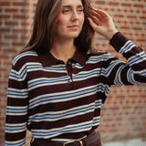 ADELAIDE BROWN STRIPED POLO SWEATER