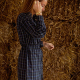 VIORA DARK BLUE CHECKERED DRESS