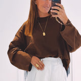 ANNELIES CAMEL BROWN FRINGE SWEATER