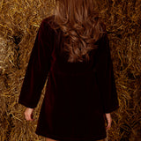 HOLLIS BORDEAUX VELVET DRESS