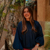 PARADISE DARK BLUE OPEN BACK BLOUSE