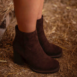 MADELEINE BROWN SUEDE HEEL BOOTS