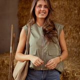 WILLOW KHAKI SLEEVELESS JACKET