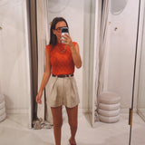 ANIKA TAUPE BELT SHORT