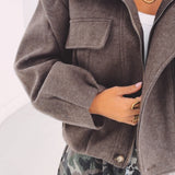 LILIANA COFFEE BROWN FAUX FUR COLLAR JACKET