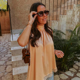 DESEO PEACH SATIN HALTER TOP