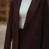 JUNIA BROWN STRIPED BLAZER