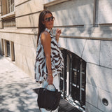 MIA BROWN/ECRU TIGER PRINT HALTER TOP