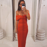 TRIXIE RED OFF SHOULDER DRESS