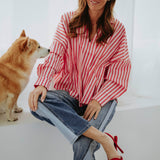XOXO PINK/RED STRIPED BLOUSE