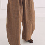FLORENCE BROWN CHECKERED BALLOON PANTS