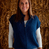 AURIELLE DARK BLUE KNITTED ZIP SWEATER