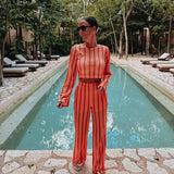 NOCHE ORANGE/PINK CROCHET PANTS