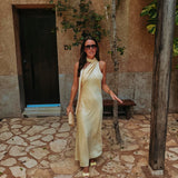 SABINAS YELLOW SATIN DRESS