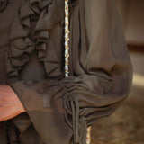 THELMA KHAKI RUFFLE DRESS