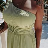 NABILA ALLURE MINT GREEN ONE SHOULDER DRESS