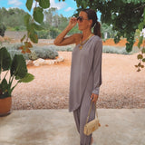 MARISOL TAUPE ONE SHOULDER JUMPSUIT