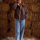 TRUDY BROWN/BEIGE REVERSIBLE PUFFER JACKET