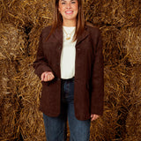 XANTHE BROWN SUEDE BLAZER