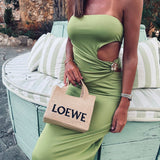 AMAIA OLIVE GREEN BANDEAU DRESS