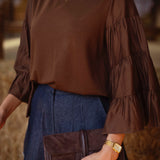 DIXIE BROWN BLOUSE