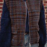 NASHVILLE BROWN/DARK BLUE CHECKERED SLEEVELESS JACKET