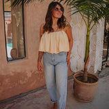 NEZRA BUTTER YELLOW CROPPED TOP
