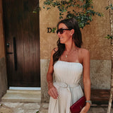 PRE-ORDER DRIPPING IN SUNSHINE BEIGE STRAPLESS JUMPSUIT