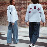 MOMMY GREY SWEATER - BORDEAUX LETTERS