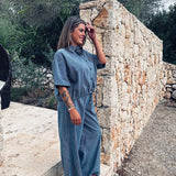 SOLEDAD BLUE DENIM STRIPED TWO-PIECE SET