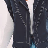 HELGA DARK BLUE SLEEVELESS JACKET