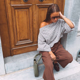 CORALIE BROWN CHECKERED BLOUSE