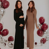 SLAY THE DAY LONG TAUPE DRESS