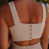 NAYORA BEIGE LINEN CROPPED TOP