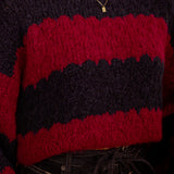 SERENNA DARK BLUE/BORDEAUX STRIPED KNIT SWEATER