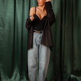 MIRRORBALL BLACK SHINY BLAZER