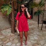 HELOISA RED DENIM PLAYSUIT