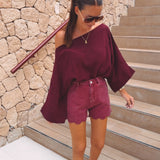 ROMERO BURGUNDY TETRA BLOUSE