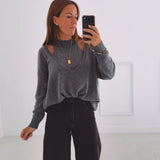 ESTER GREY CUT-OUT PULLOVER